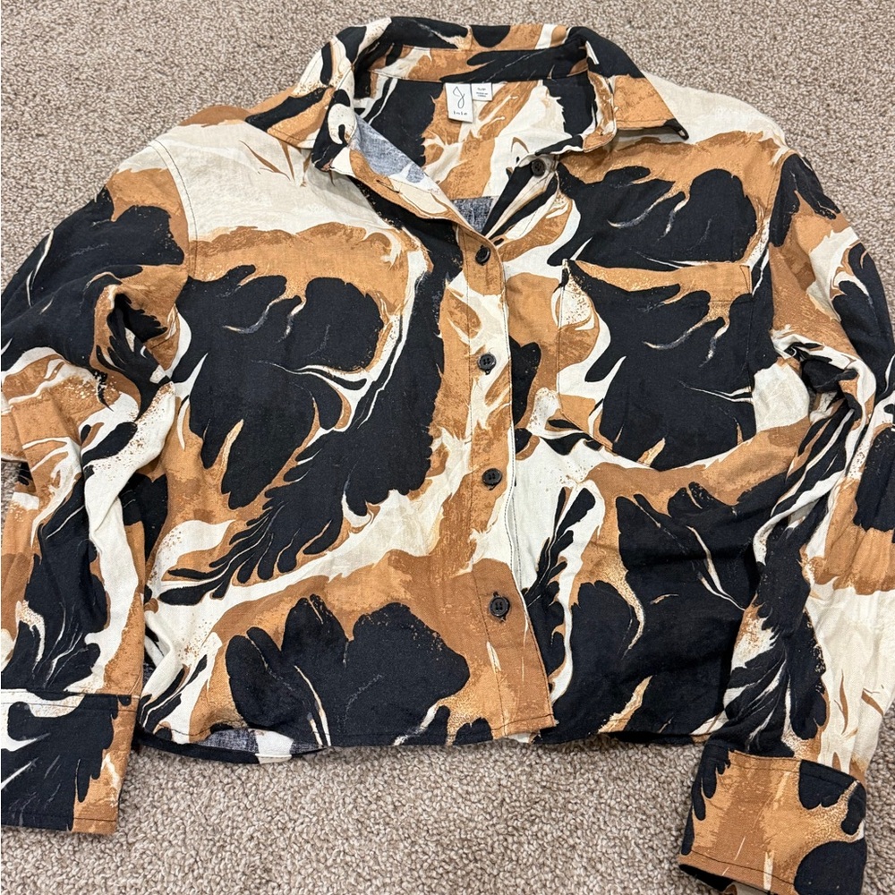 Joie Abstract Leaf Print Button-Up Shirt